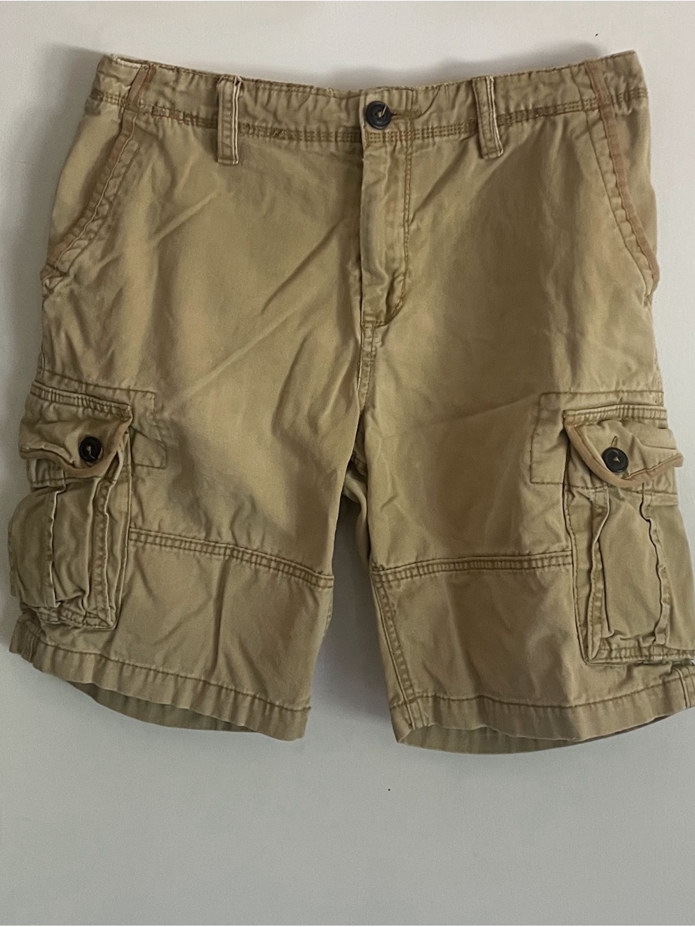Aeropostale Men's Tan Cargo Shorts with Button Flap Pockets